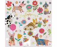 Greeting card kw dogs in flowers, 1 pc.